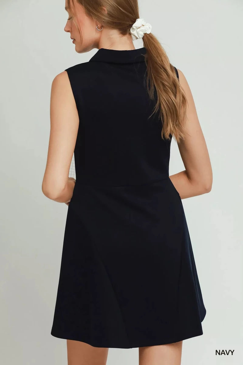 Umgee Collared Quarter Zip Tennis Dress - Demented Sisters