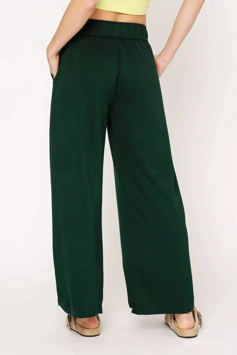 Umgee Elastic Drawstring Waistband Wide Leg Pants - Demented Sisters
