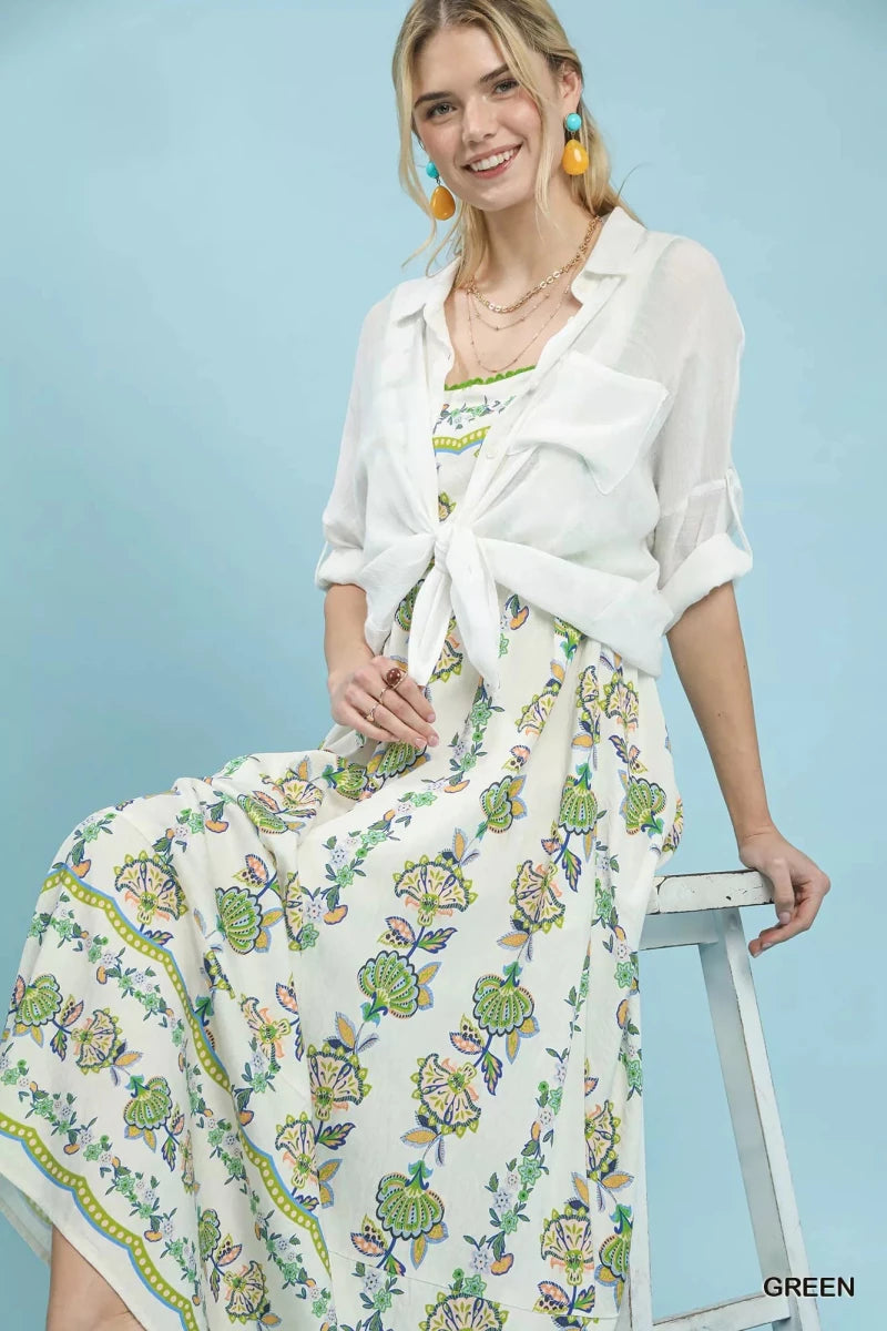 Umgee Floral Print Tiered Midi Dress - Demented Sisters