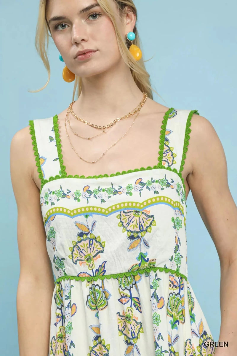 Umgee Floral Print Tiered Midi Dress - Demented Sisters