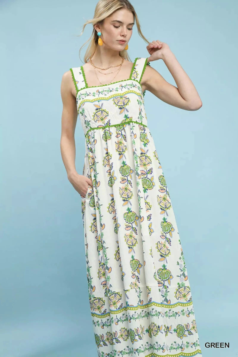 Umgee Floral Print Tiered Midi Dress - Demented Sisters