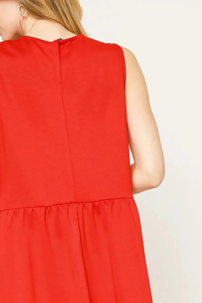 Umgee Round Neck Sleeveless Tank Dress with Pockets - Demented Sisters