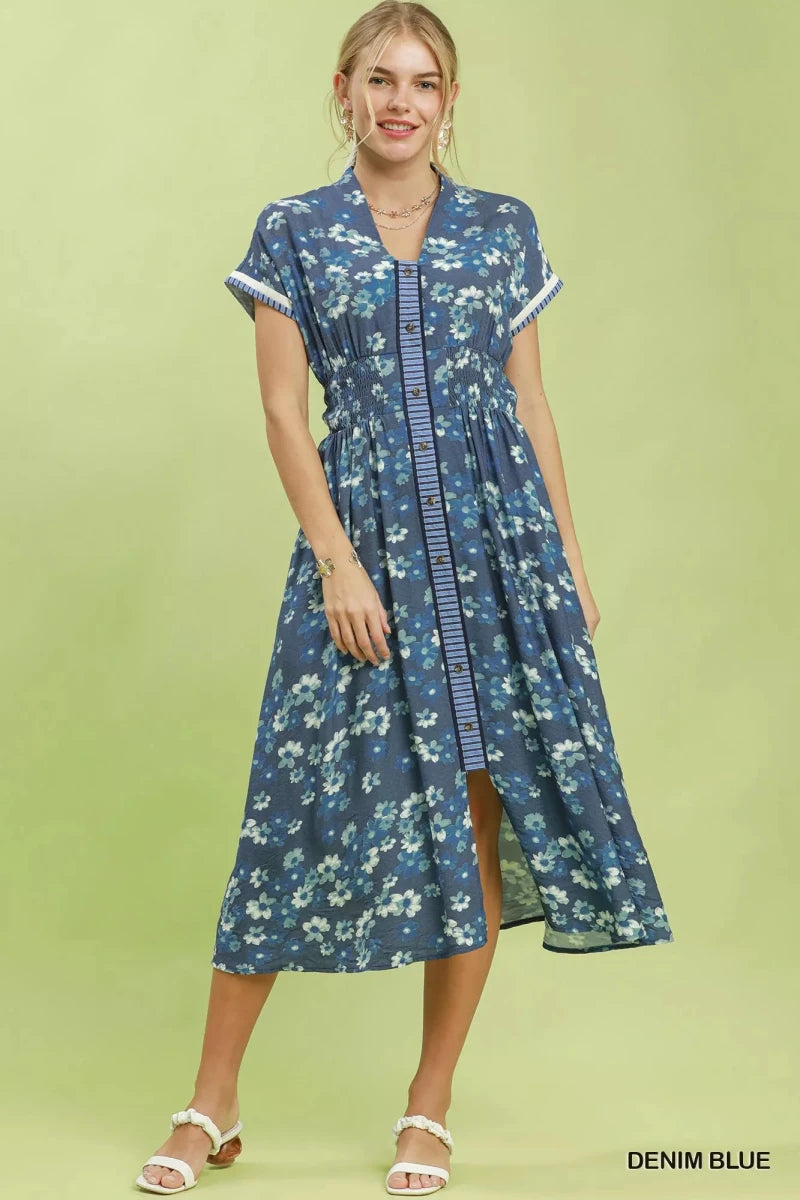 Umgee Ruffle Sleeve Henley Shift Dress - Demented Sisters