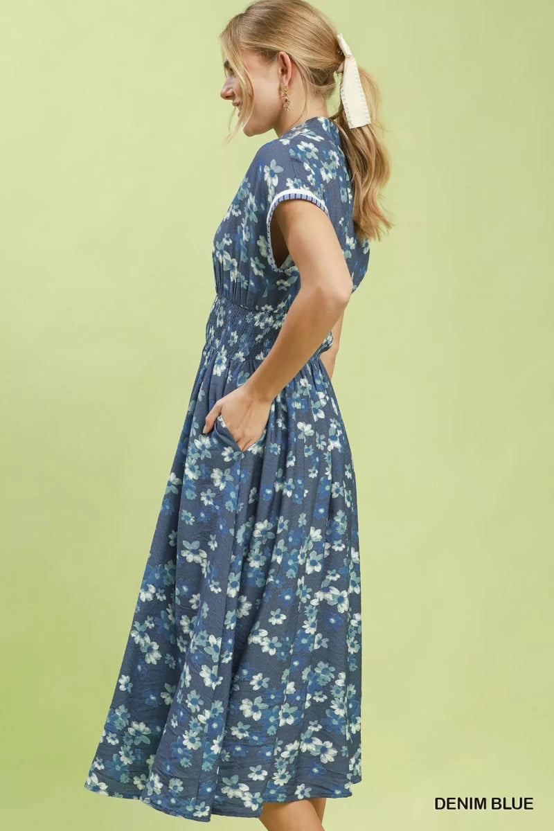 Umgee Ruffle Sleeve Henley Shift Dress - Demented Sisters
