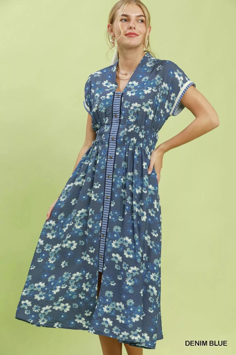 Umgee Ruffle Sleeve Henley Shift Dress - Demented Sisters