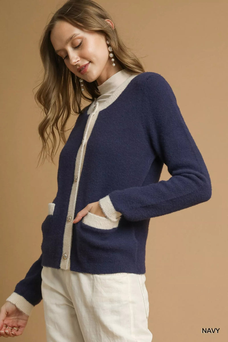 Umgee Two - Tone Button Front Cardigan - Demented Sisters