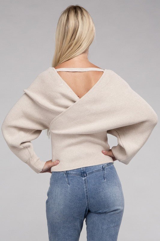 Viscose Cross Wrap Pullover Sweater - Demented Sisters