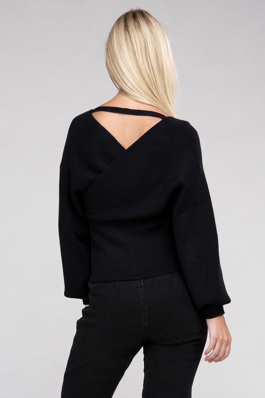 Viscose Cross Wrap Pullover Sweater - Demented Sisters