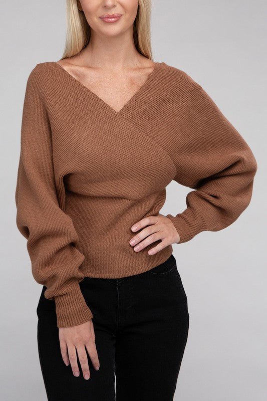 Viscose Cross Wrap Pullover Sweater - Demented Sisters