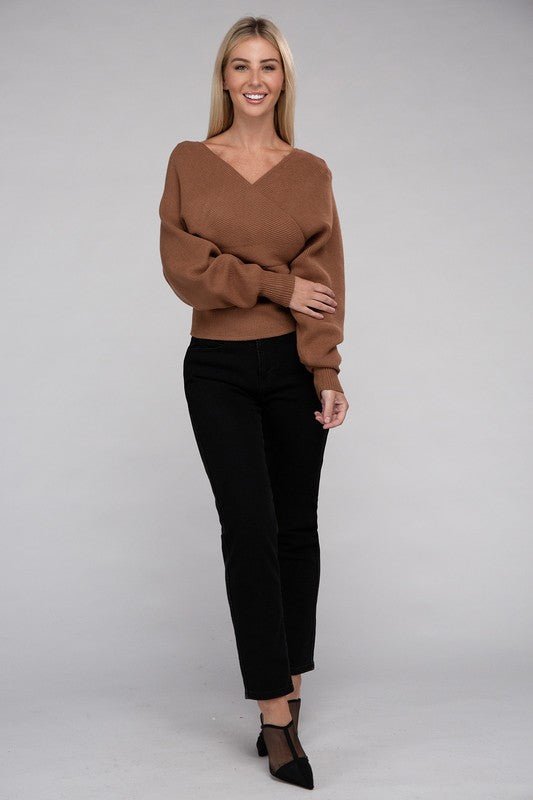 Viscose Cross Wrap Pullover Sweater - Demented Sisters