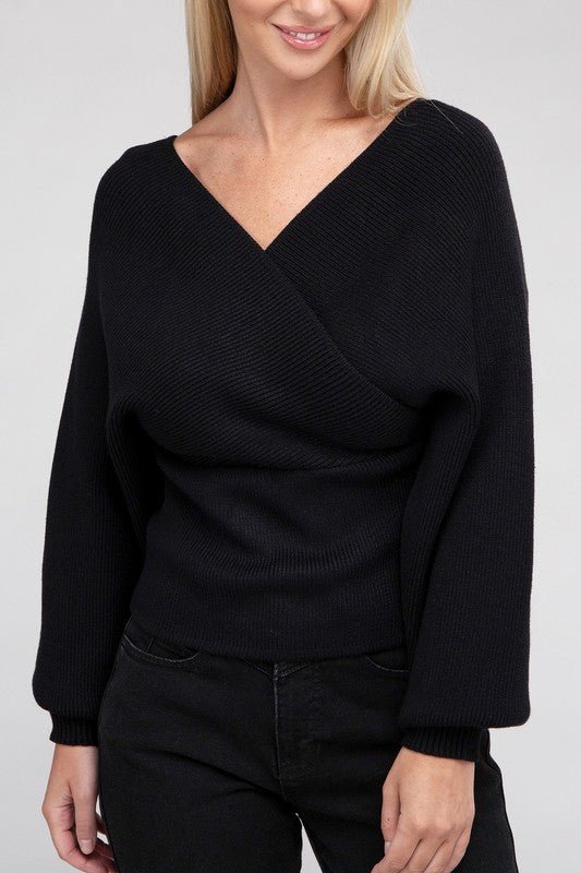 Viscose Cross Wrap Pullover Sweater - Demented Sisters