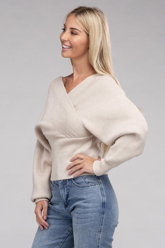 Viscose Cross Wrap Pullover Sweater - Demented Sisters