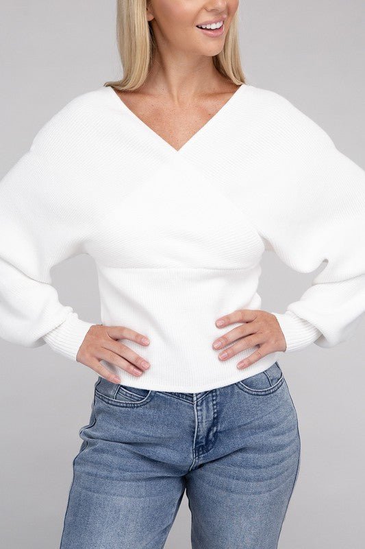 Viscose Cross Wrap Pullover Sweater - Demented Sisters