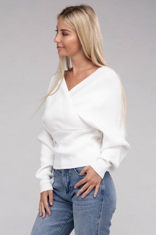 Viscose Cross Wrap Pullover Sweater - Demented Sisters
