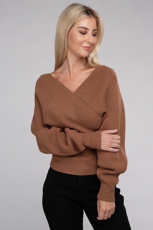 Viscose Cross Wrap Pullover Sweater - Demented Sisters