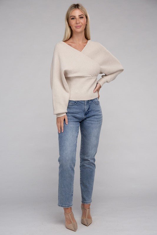 Viscose Cross Wrap Pullover Sweater - Demented Sisters