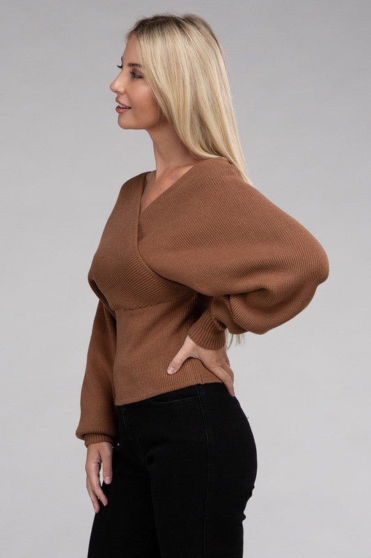 Viscose Cross Wrap Pullover Sweater - Demented Sisters