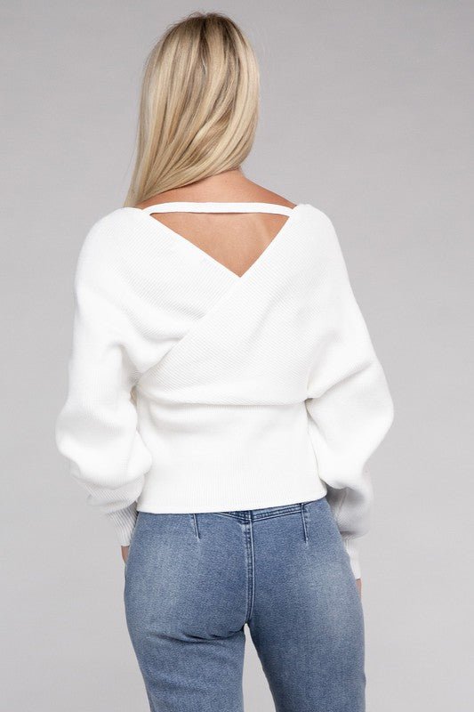 Viscose Cross Wrap Pullover Sweater - Demented Sisters