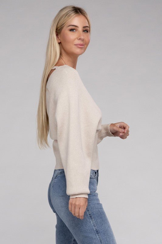 Viscose Cross Wrap Pullover Sweater - Demented Sisters