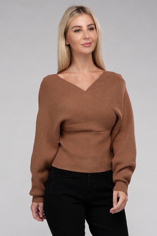 Viscose Cross Wrap Pullover Sweater - Demented Sisters
