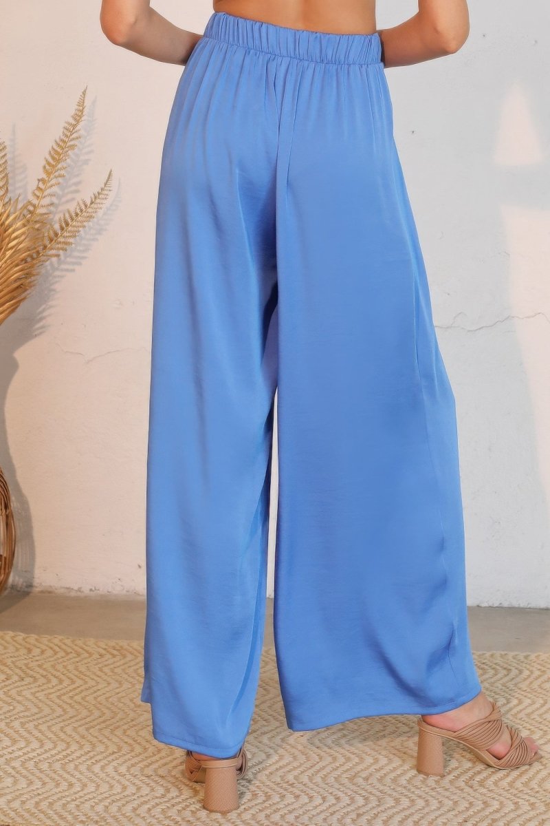 Washed Poly Silk Asymmetrical Pleated Pants - Demented Sisters