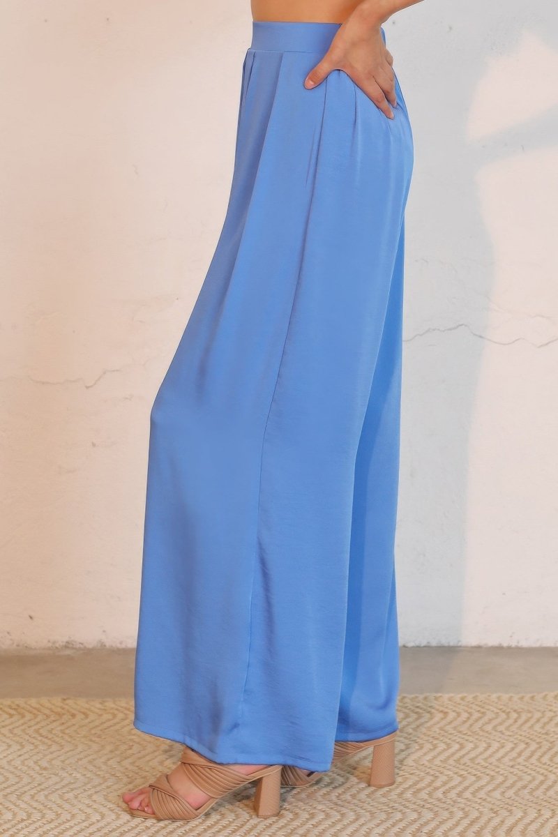 Washed Poly Silk Asymmetrical Pleated Pants - Demented Sisters