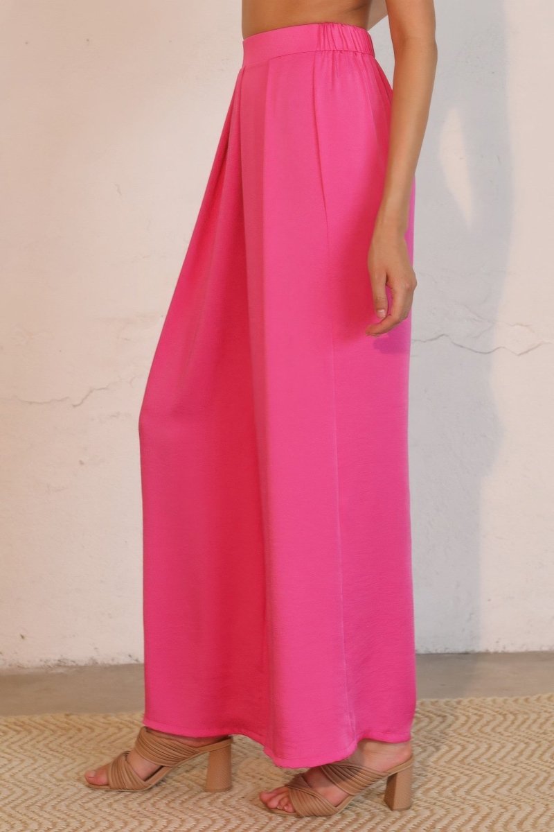 Washed Poly Silk Asymmetrical Pleated Pants - Demented Sisters