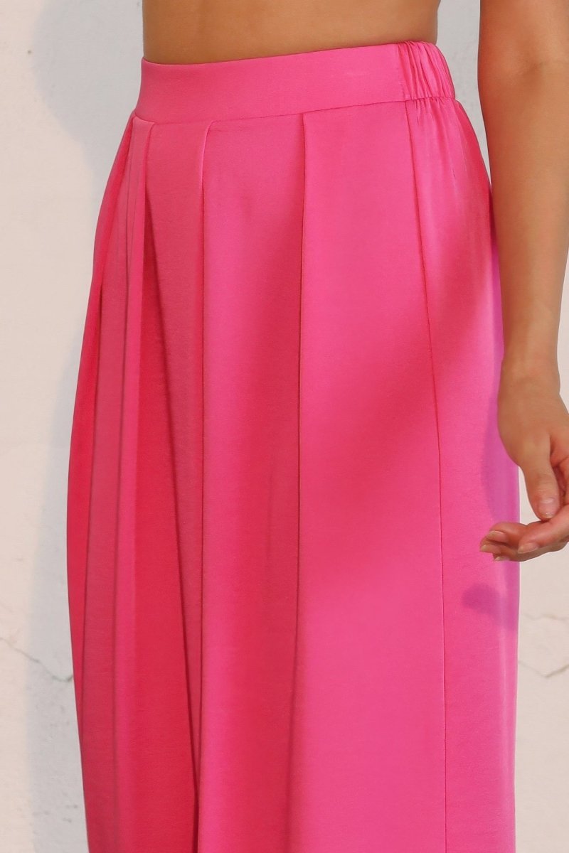 Washed Poly Silk Asymmetrical Pleated Pants - Demented Sisters