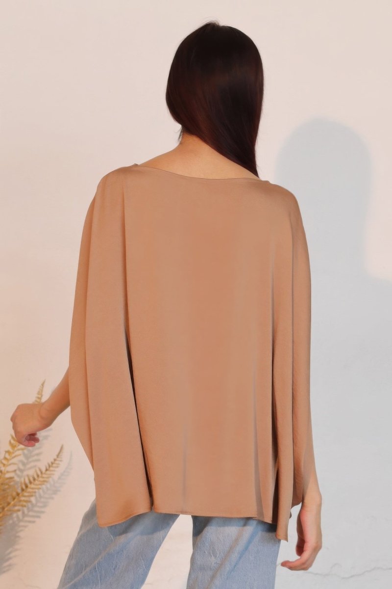 Washed Poly Silk Boat Neck Caftan Top - Demented Sisters