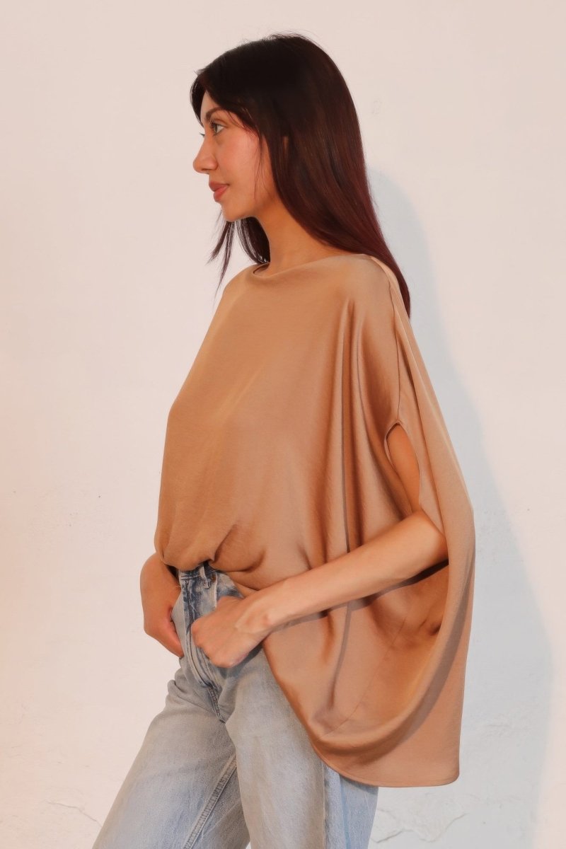 Washed Poly Silk Boat Neck Caftan Top - Demented Sisters