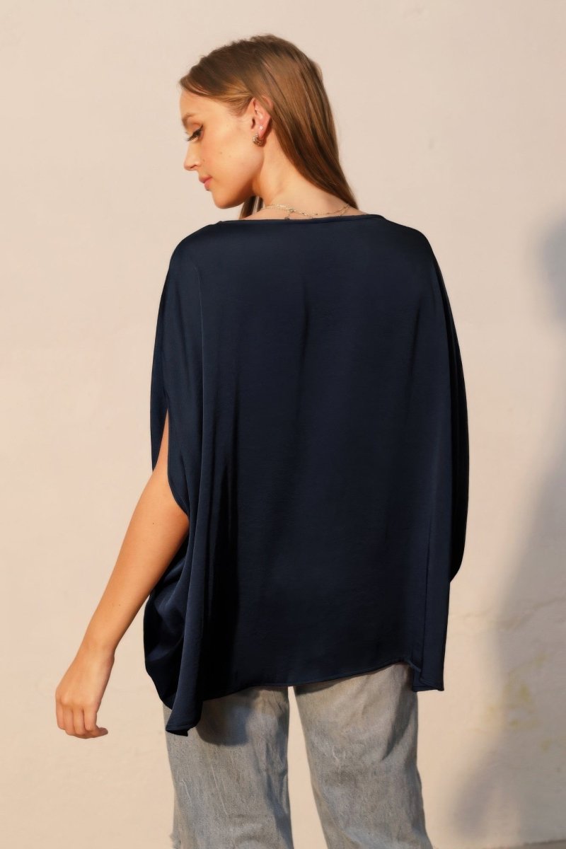 Washed Poly Silk Boat Neck Caftan Top - Demented Sisters