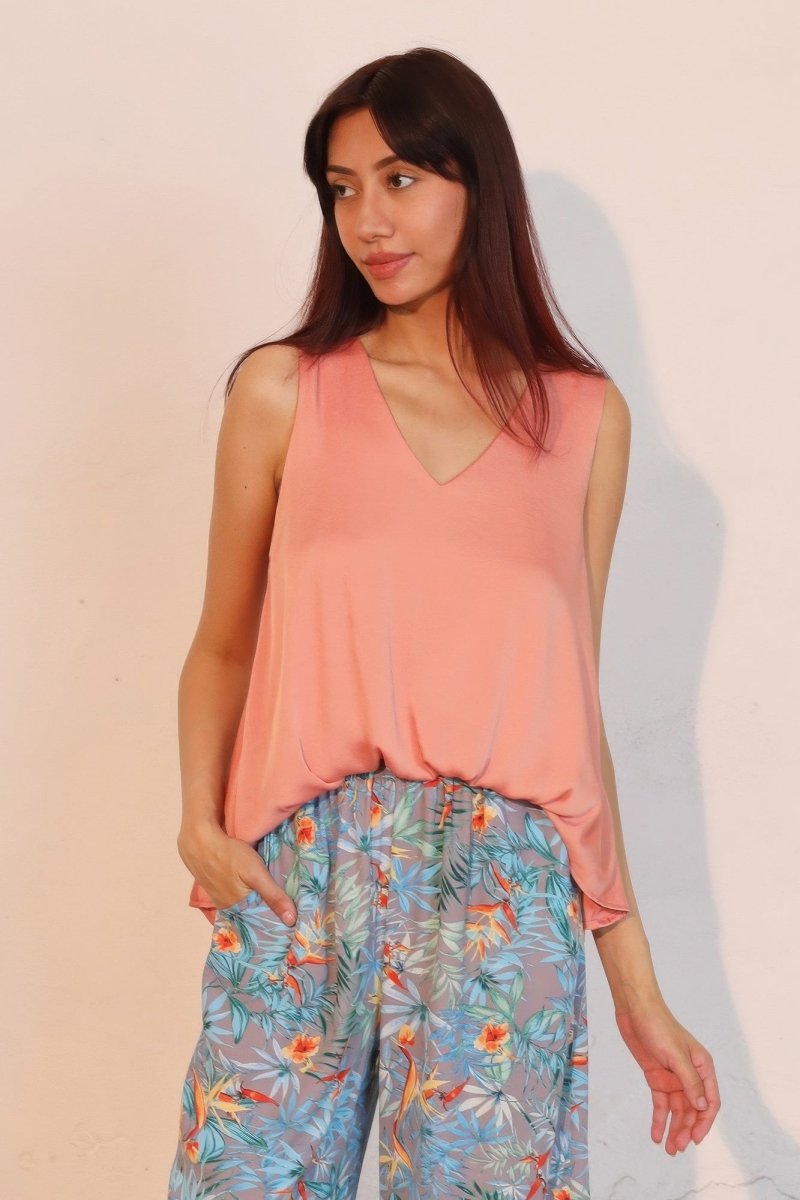 Washed Poly Silk Front Tucked Top - Demented Sisters