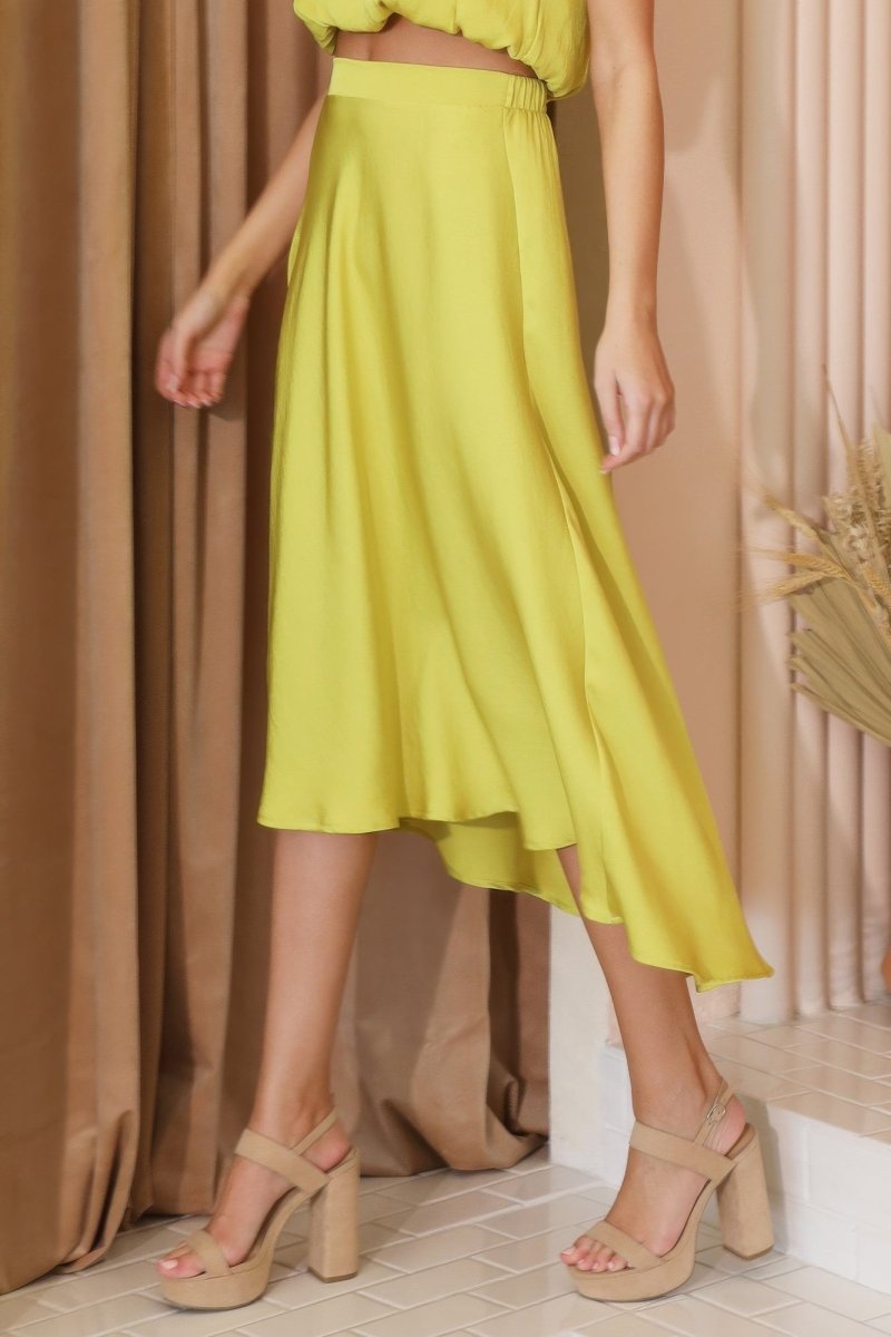 Washed Poly Silk Midi Swing Skirt - Demented Sisters