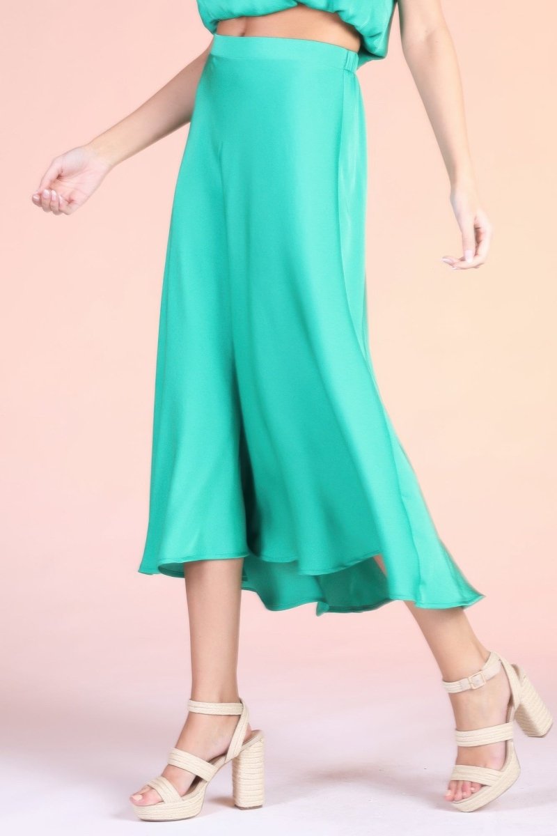 Washed Poly Silk Midi Swing Skirt - Demented Sisters