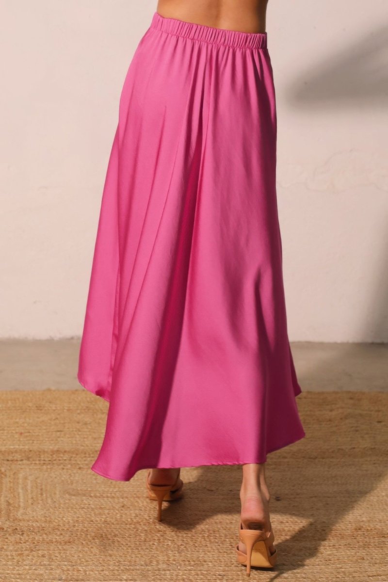Washed Poly Silk Midi Swing Skirt - Demented Sisters