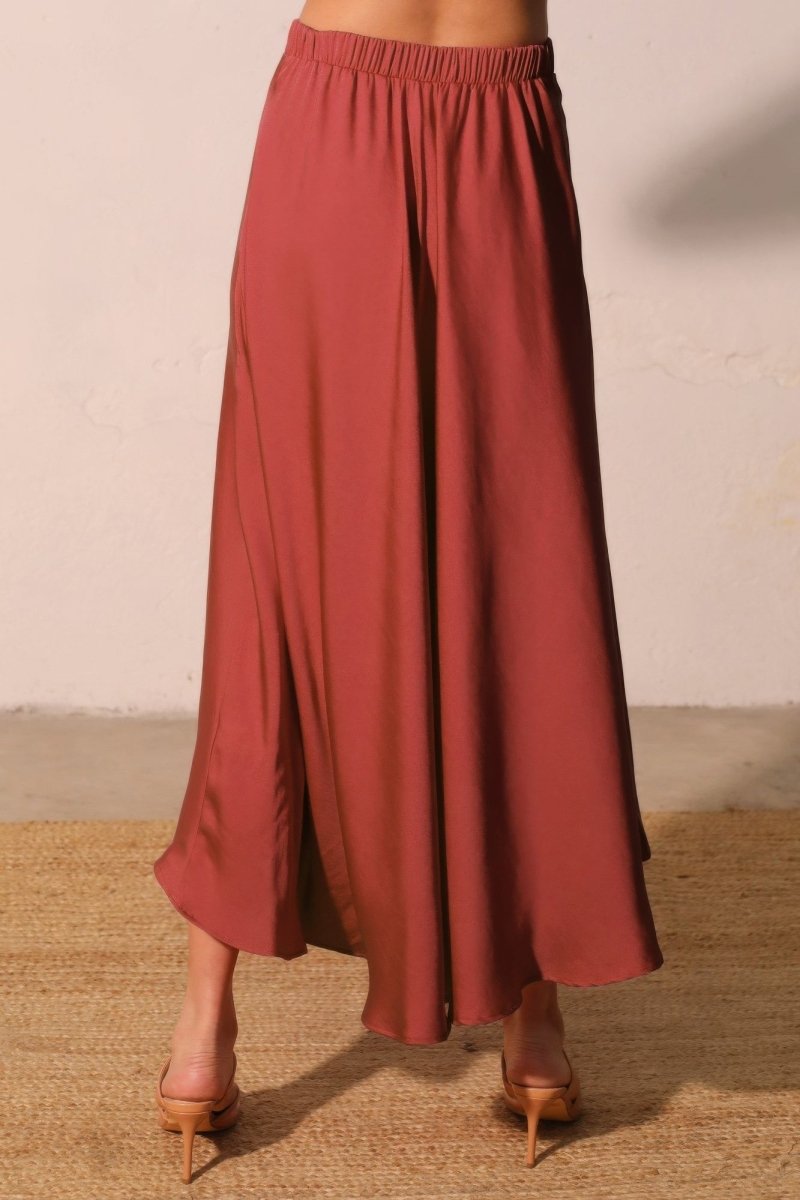 Washed Poly Silk Midi Swing Skirt - Demented Sisters