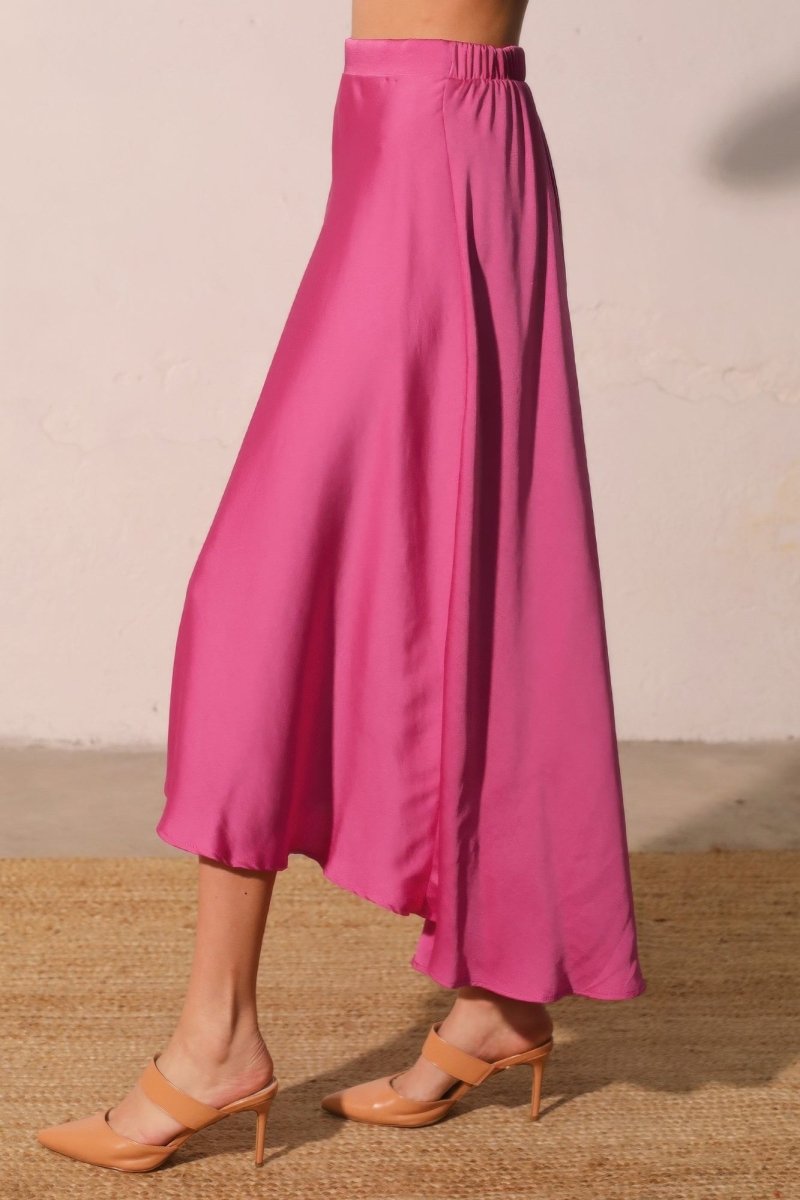Washed Poly Silk Midi Swing Skirt - Demented Sisters