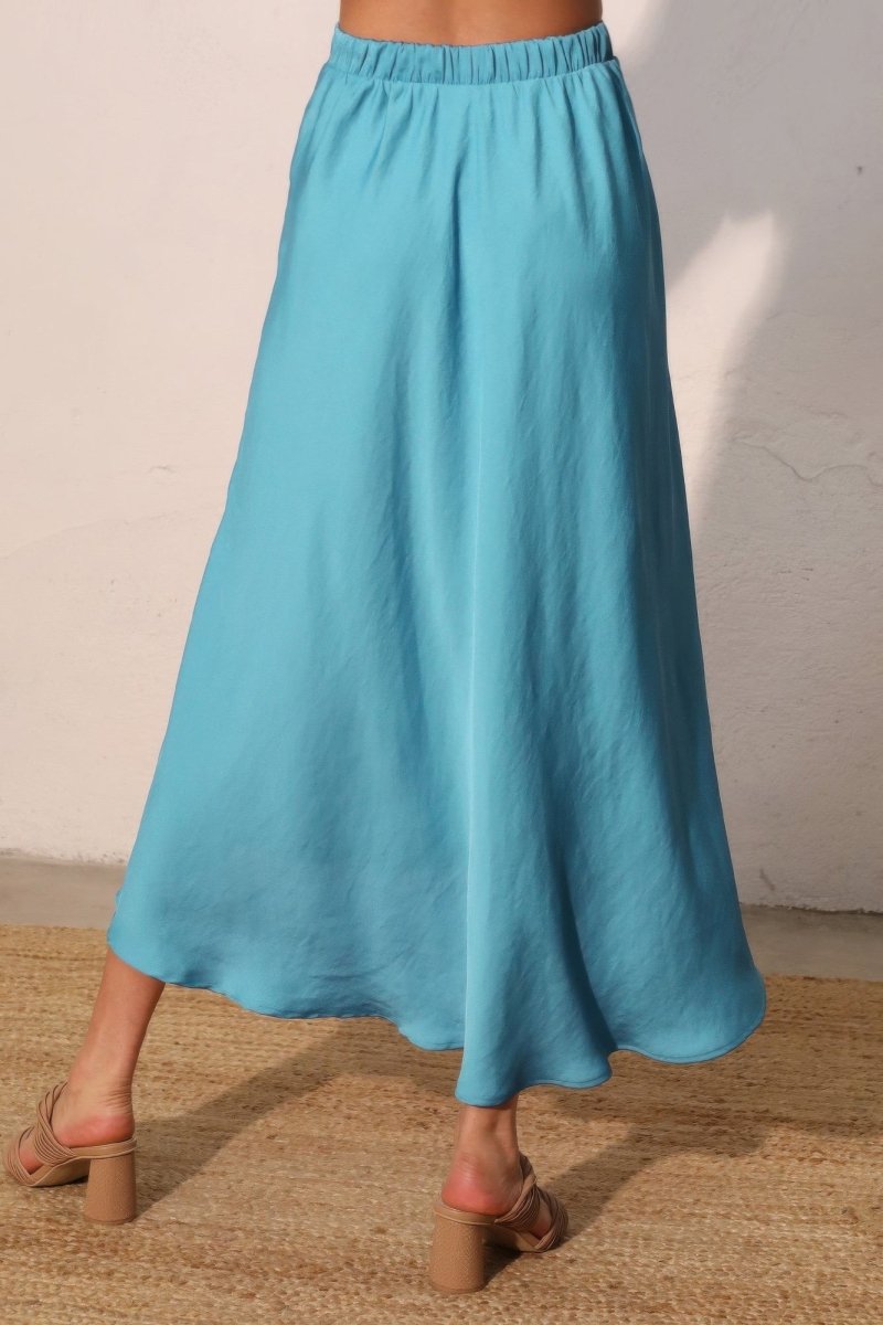 Washed Poly Silk Midi Swing Skirt - Demented Sisters