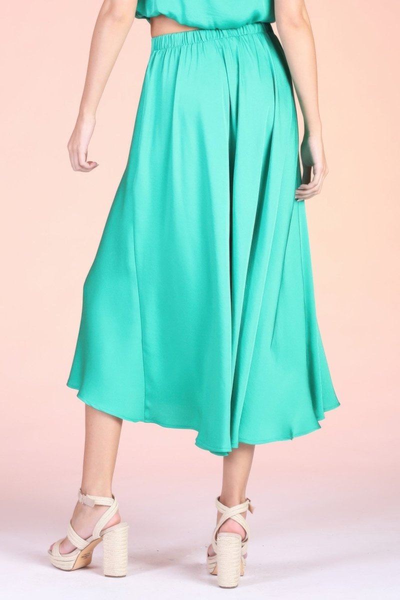 Washed Poly Silk Midi Swing Skirt - Demented Sisters