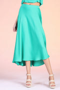 Washed Poly Silk Midi Swing Skirt - Demented Sisters