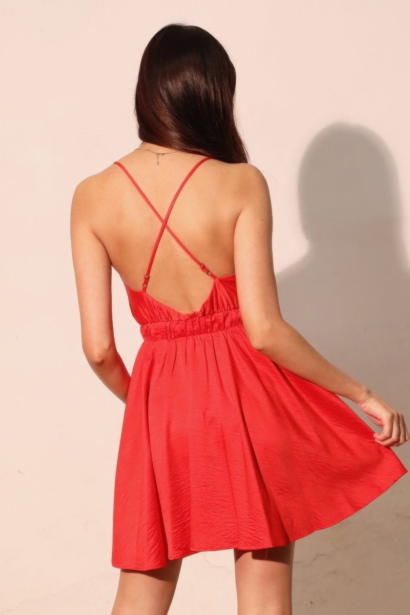 Washed Satin Crepe Cami Skater Dress - Demented Sisters