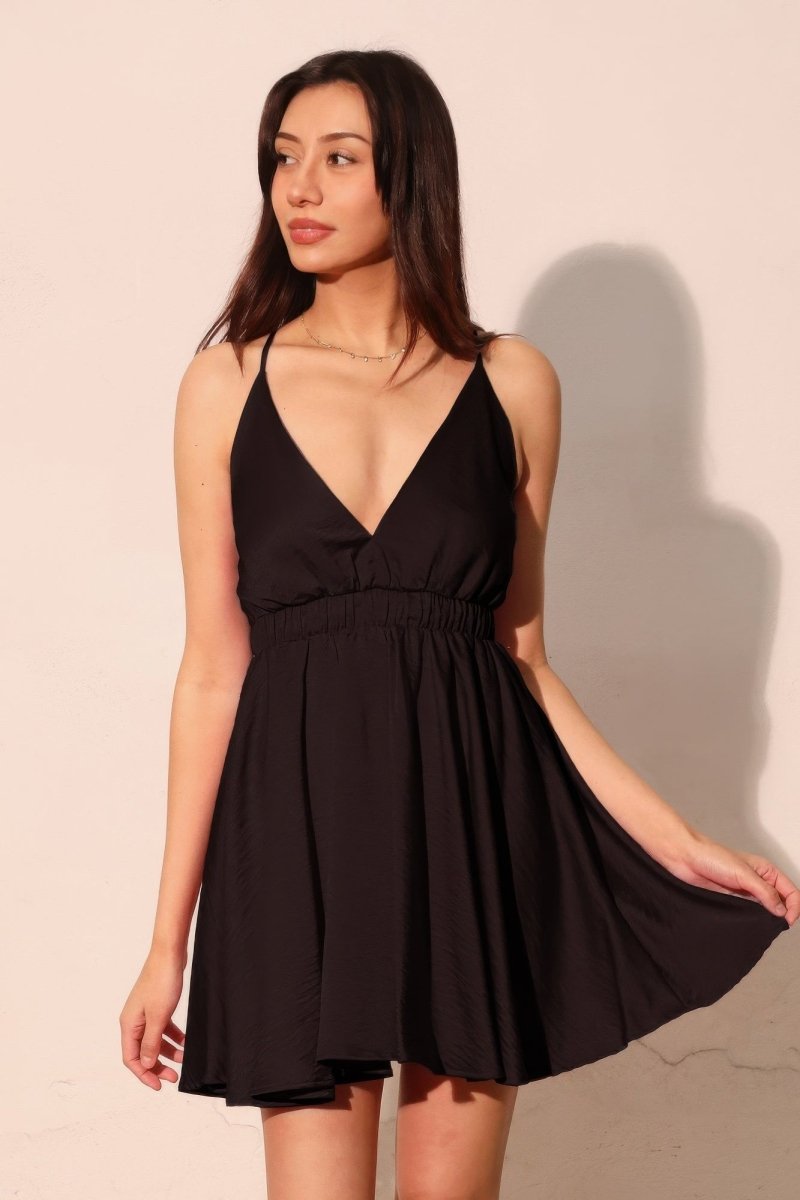 Washed Satin Crepe Cami Skater Dress - Demented Sisters