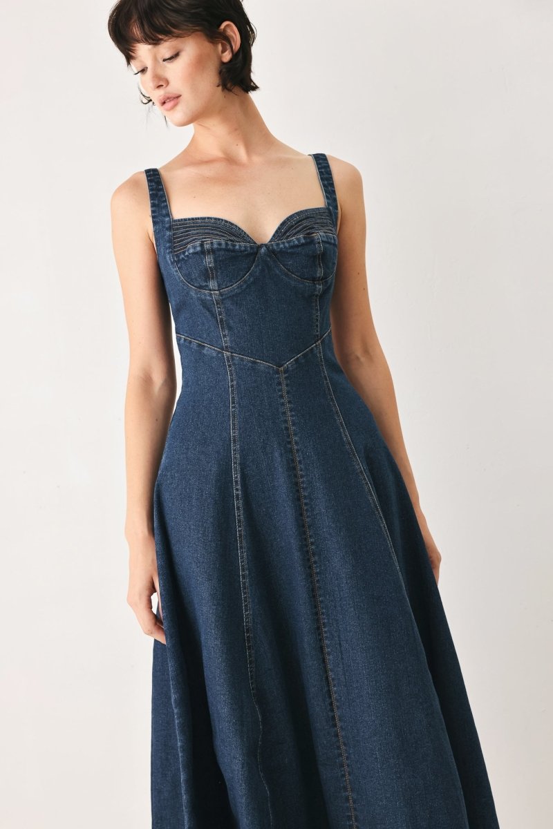 WESTERN CHARM DENIM MIDI DRESS - Demented Sisters