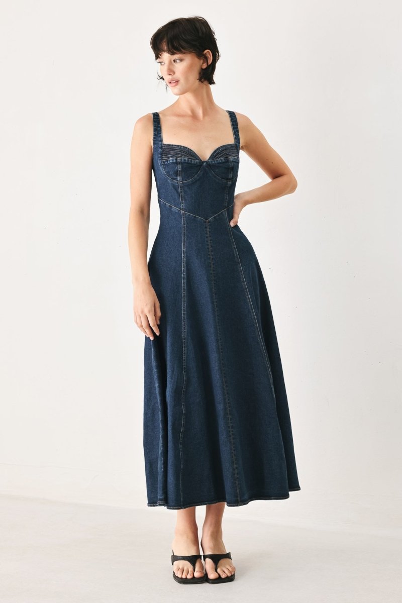 WESTERN CHARM DENIM MIDI DRESS - Demented Sisters