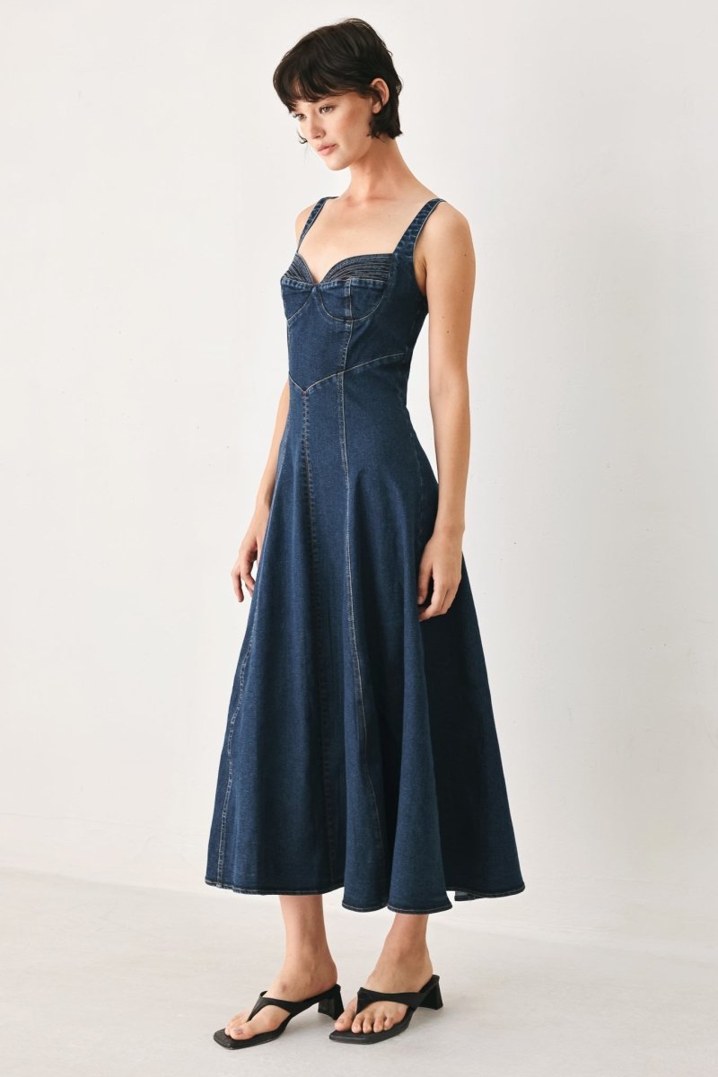 WESTERN CHARM DENIM MIDI DRESS - Demented Sisters