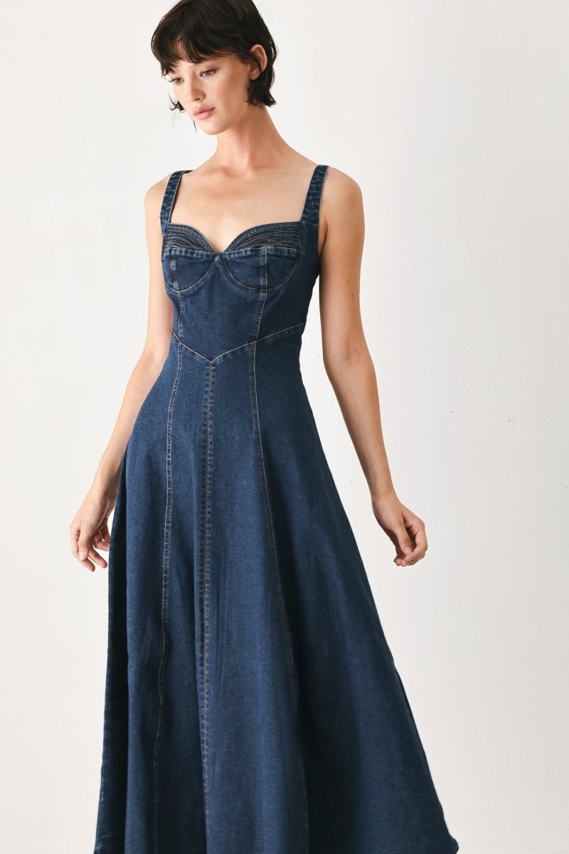 WESTERN CHARM DENIM MIDI DRESS - Demented Sisters