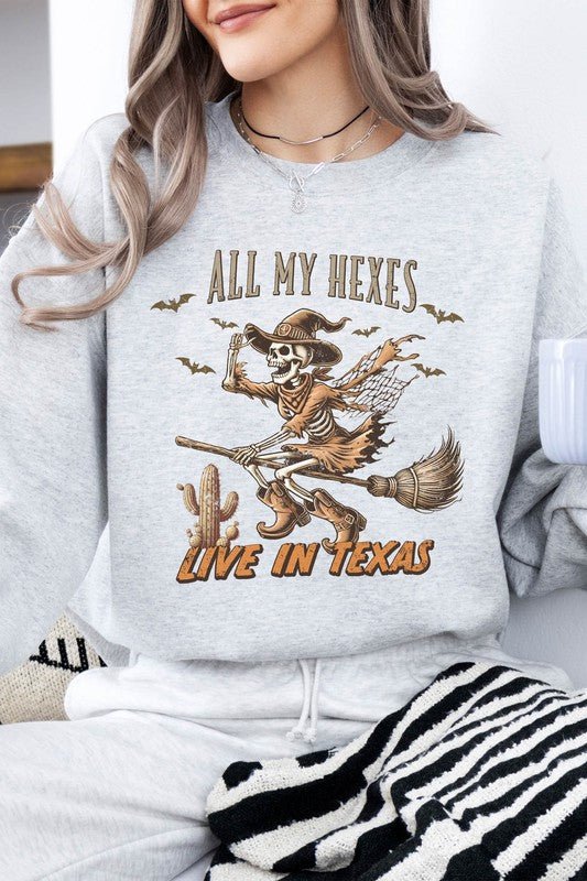 Western Halloween Skeleton Witch Sweatshirt - Demented Sisters