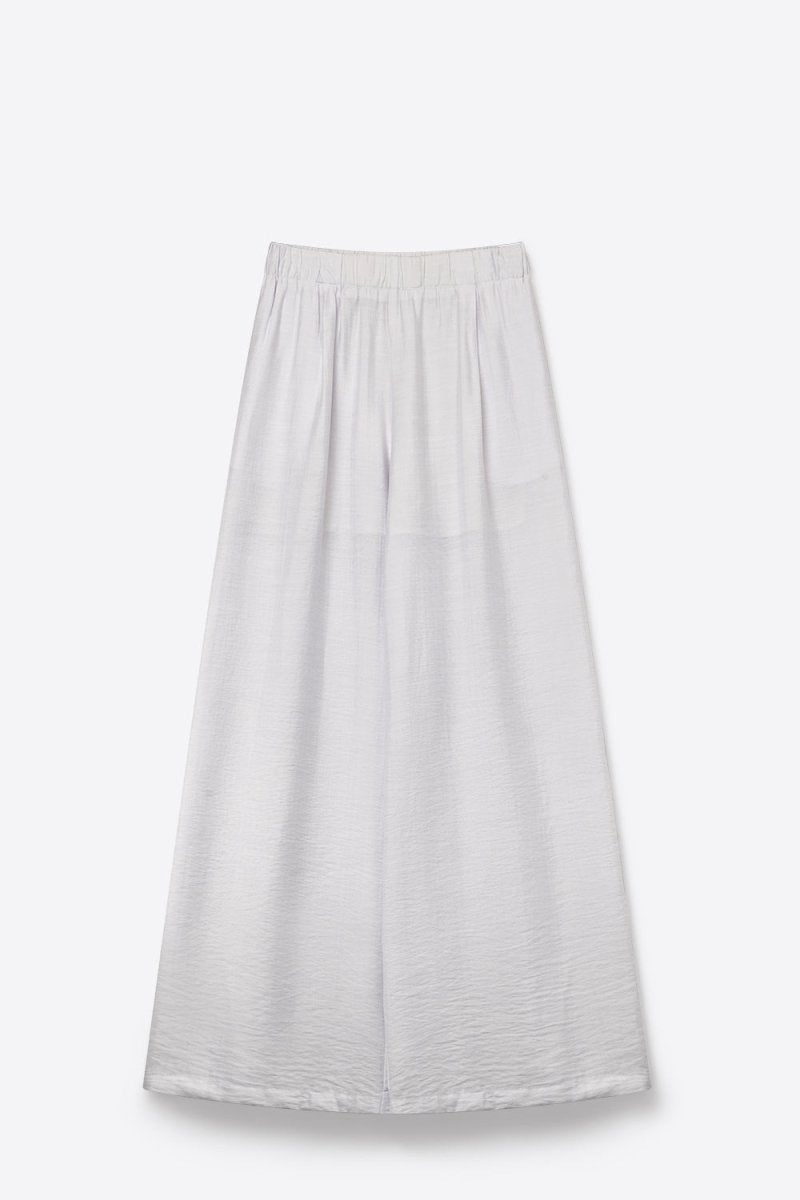 White Lightweight Woven Elastic Waist Wide Leg Pants - Demented Sisters