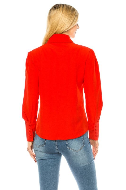 Women Button Down Long Sleeve Blouse - Demented Sisters