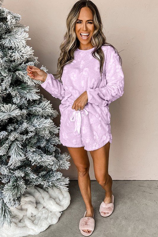 Women Fleece Loose Two Piece Lounge Set - Demented Sisters